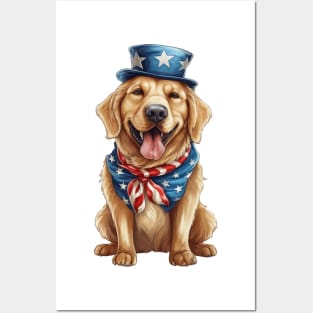 4th of July Golden Retriever Posters and Art